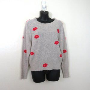 27 Miles XS 100% Cashmere Kisses Sweater Pink Lips Casual